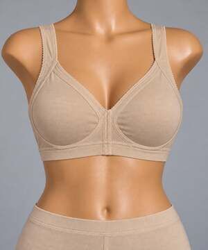 44C-DD Leading Lady 17253 Taupe Bra front Hooks 92% Cotton 8% Spandex